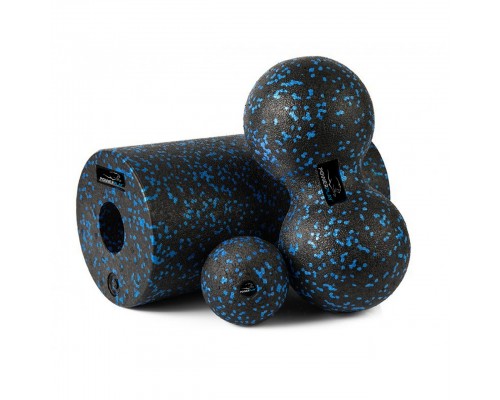 Набір для йоги PowerPlay PP_4008 EPP Foam Roller Set роллер + 2 масажні м'ячі Чорно-синій