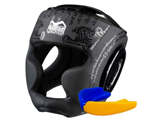 Боксерський шолом Phantom Muay Thai Full Face Black (капа в подарунок)