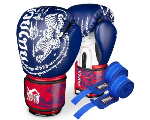 Боксерські рукавиці Phantom Muay Thai Blue 14 унцій (капа в подарунок) Боксерські рукавиці Phantom Muay Thai Blue 14 унцій (капа в подарунок)