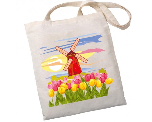 Екошопер BookOpt BK4071 "Подорож Нідерландами". Країна вітряків і тюльпанів" бежевий