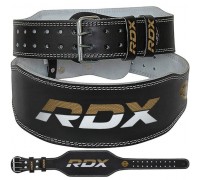 Пояс для важкої атлетики RDX 6 шкіряний Black Gold XL