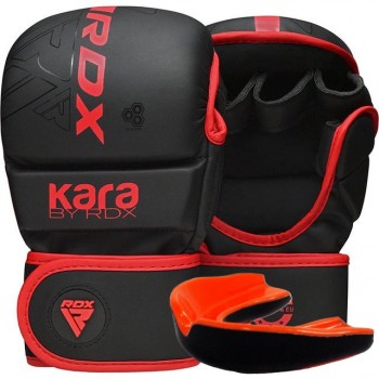 Рукавиці для ММА (Греплінгові рукавички) RDX F6 KARA Matte Red Plus S/M (капа у комплекті)
