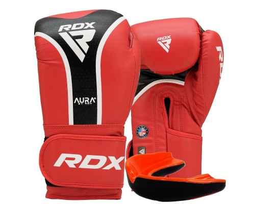 Боксерські рукавиці RDX AURA PLUS T-17 Red/Black 12 унцій (капа в комплекті)