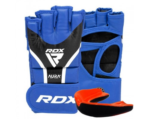 Рукавиці для ММА RDX AURA PLUS T-17 Blue/Black S (капа у комплекті)