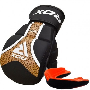 Рукавиці для ММА (Греплінгові рукавички) RDX SHOOTER AURA PLUS T-17 Black Golden XL капа у комплекті