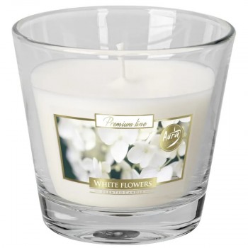 Свічка в скляному стакані Білі квіти (SN 90-179) Свічка в скляному стакані Білі квіти (SN 90-179)