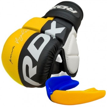 Рукавиці для ММА (Греплінгові рукавички) RDX T6 Plus Rex Yellow S  (капа у комплекті)