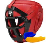 Боксерський шолом RDX T1 Grill Full Red L (капа у комплекті)