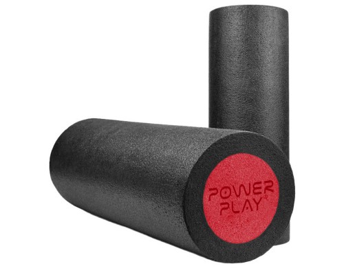 Масажний ролик (роллер) гладкий PowerPlay 4021 Fitness Roller Чорно-червоний (45x15см.)