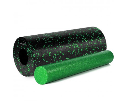 Масажний ролик (роллер) гладкий PowerPlay PP-4348 2 in 1 EPP Foam Roller Чорно/Зелений (33x14см.)