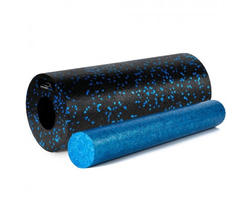 Масажний ролик (роллер) гладкий PowerPlay PP-4348 2 in 1 EPP Foam Roller Чорно/Синій (33x14см.)