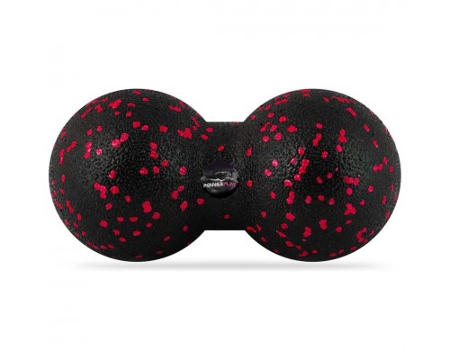 Масажний м'яч подвійний PowerPlay PP-4352 Epp foam peanut ball (d8*16cm.) Чорно/Червоний