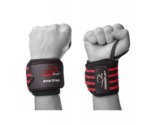 Кистьові бинти PowerPlay 3081 Gym WristT Wraps Чорно-Червоні