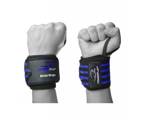 Кистьові бинти PowerPlay 3081 Gym WristT Wraps Чорно-Сині