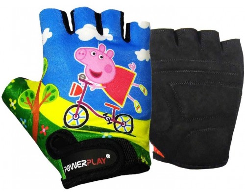 Велорукавички дитячі PowerPlay 5473 Peppa Pig голубі XS (вік 7-9 років)