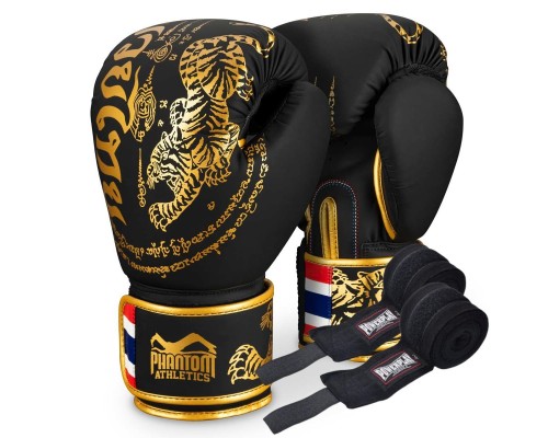 Боксерські рукавиці Phantom Muay Thai Black Gold 16 унцій (Бинти 4м. в подарунок) Боксерські рукавиці Phantom Muay Thai Black Gold 16 унцій (Бинти 4м. в подарунок)