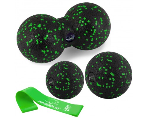 Набір для масажу та йоги PowerPlay PP_4092 EPP (Комплект з 3 штук) Green + резинка 5,5 кг.