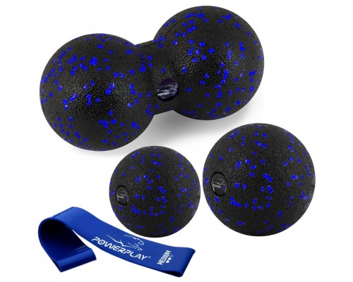 Набір для масажу та йоги PowerPlay PP_4092 EPP (Комплект з 3 штук) Blue + резинка 7,5 кг.