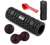 Набір для масажу та йоги PowerPlay PP_4097 (Ролик 30*10 + 2-ва мячі) Black + резинка 11 кг.