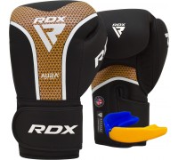 Боксерські рукавиці RDX AURA PLUS T-17 Black Golden 16 унцій (капа в комплекті)