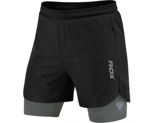 Компресійні шорти для RDX MMA T16 2-в-1 BLACK/GREY-XL