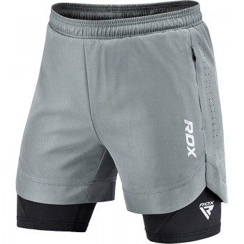 Компресійні шорти для RDX MMA T16 2-в-1 GREY/BLACK-XL