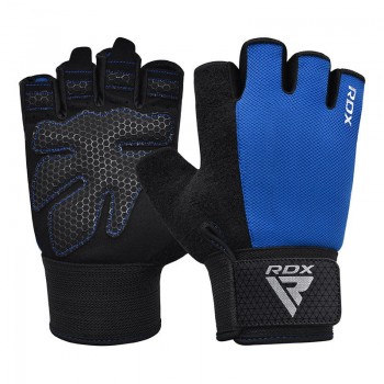 Рукавички для фітнесу RDX W1 HALF BLUE PLUS-XL