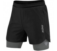 Компресійні шорти для RDX MMA T16 2-в-1 BLACK/GREY-L