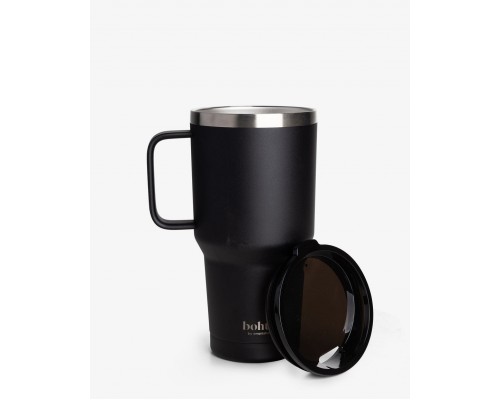 Термостакан (ізольована чашка) Bohtal з ручкою з нержавіючої сталі Tumbler Black 900 ml
