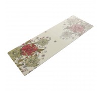 Коврик для йоги Замшевый Record FI-5662-32 размер 183x61x0,3см бежевый-салатовый с цветочным принтом