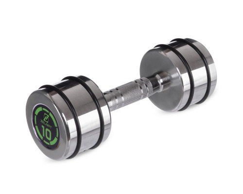 Гантель цельная стальная хромированная 1штука Zelart FI-2622-10 (1x10кг) (MD2311-10) (1шт, металл хромированный, с резиновыми кольцами)