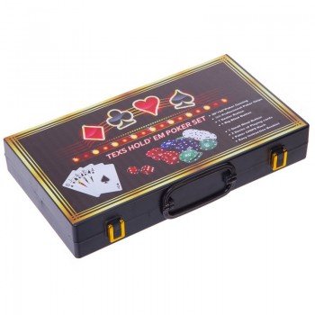 Набор для покера в пластиковом кейсе Texas Holdem Poker set SP-Sport 300S-C 300 фишек (300 фишек, с номиналом, 2 кол.карт,37x21x7см,5куб)