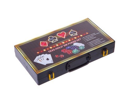 Набор для покера в пластиковом кейсе Texas Holdem Poker set SP-Sport 300S-C 300 фишек (300 фишек, с номиналом, 2 кол.карт,37x21x7см,5куб)