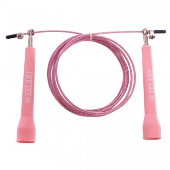 Скакалка скоростная Кроссфит с шарнирным подшипником и стальным тросом Zelart FI-5101 2,75м Розовый