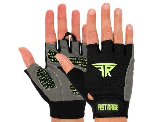 Перчатки для фитнеса и тренировок FISTRAGE VL-6025 размер S-XL (PVC, PL, открытые пальцы, р-р S-XL, черный)