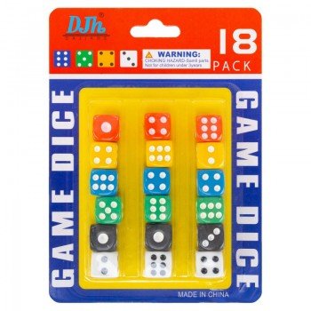 Кости игральные кубики для настольных игр Dice 18 штук SP-Sport 1498-1 (пластик, р-р 1,4x1,4см, цена за 1 уп., в уп. 18 шт.)