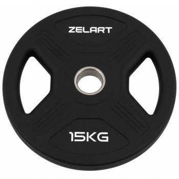 Блины диски TPU 2 Handle металлическая втулка внутренний ø51мм Zelart TA-6995-15 15кг (черный)