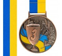 Медаль спортивная с лентой SP-Sport UKRAINE с украинской символикой ø6,5см C-6833 (металл, 38g золото, серебро, бронза)