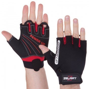Перчатки для фитнеса и тренировок ZELART SB-161568 (PVC, открытые пальцы, р-р S-XXL, черный)