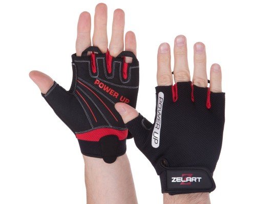 Перчатки для фитнеса и тренировок ZELART SB-161568 (PVC, открытые пальцы, р-р S-XXL, черный)