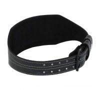 Пояс атлетический кожаный спинка 15см VELO VL-9741 (ширина-6in (15см), размер S-XXL длина 110-125см, с подкладкой для спины, черный-белый)