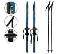 Лыжи беговые детские в комплекте с палками Zelart SK-0881-120B (l-лыж-120см, l-палки-100см, PVC чехол, крепление регулируемое, цвета в ассортименте)