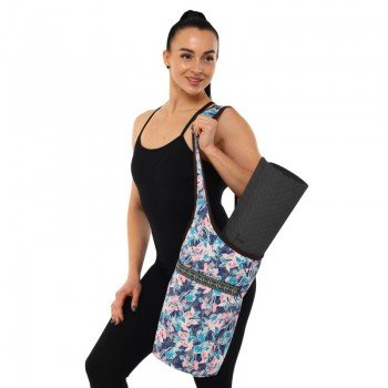 Сумка для йоги через плечо Yoga bag KINDFOLK SP-Sport FI-8364-2 (размер 33х84см, полиэстер, хлопок, розовый-голубой)