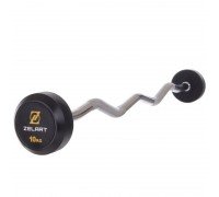 Штанга неразборная с фиксированным весом изогнутая обрезиненная Rubber Coated Barbell Zelart TA-2687-10 10кг (MD3009A-10) (гриф l-95см)