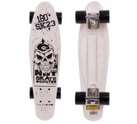 Пенни борд Penny Board круизер пластиковый 22" SP-Sport HB-13-5 с принтом ЧЕРЕП (ABEC-7, колесо-PU d-6см, р-р деки 55х14,5см, белый)