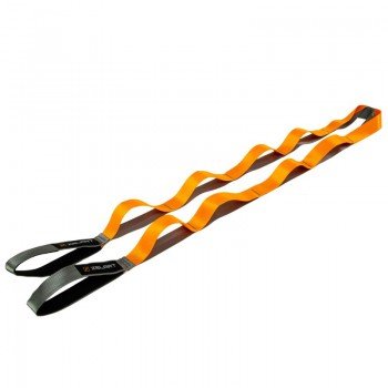 Лента стропа с петлями для растяжки Stretch Strap Zelart FI-6666 (10 петель, полиэстер, размер 220x4см, серый-оранжевый)