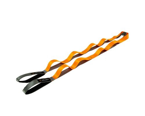 Лента стропа с петлями для растяжки Stretch Strap Zelart FI-6666 (10 петель, полиэстер, размер 220x4см, серый-оранжевый)