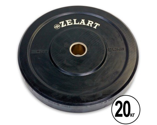 Бамперные диски резиновые Bumper Plates внутренний ø51мм Zelart Z-TOP TA-5125-20 20кг (черный)