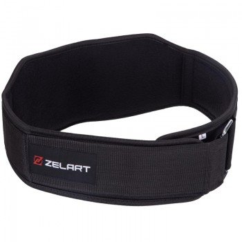 Пояс атлетический текстильный спинка 14см ZELART SB-165428 (полиэстер, нейлон, EVA, ширина-5.5in (14см), размер XS-XXL, черный)