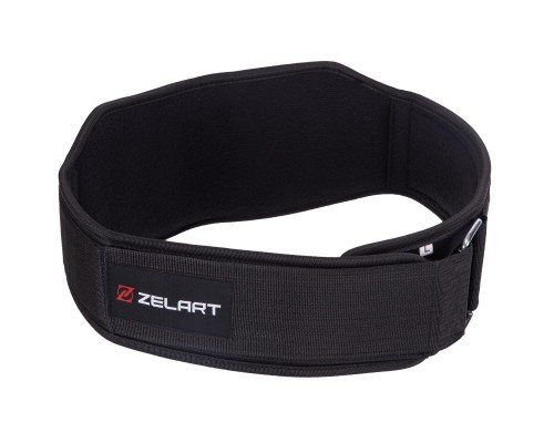 Пояс атлетический текстильный спинка 14см ZELART SB-165428 (полиэстер, нейлон, EVA, ширина-5.5in (14см), размер XS-XXL, черный)